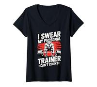 Femme Je Jure Que Mon entraîneur Personnel ne Sait Pas Compter la Salle de Sport T-Shirt avec Col en V