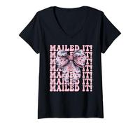 Femme Je l'ai envoyé par la Poste ! Facteur, postière, postière, postière, Dame, Fille, Maman T-Shirt avec Col en V