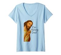 Femme Je Le dis à Papa Jesus Meme T-Shirt avec Col en V