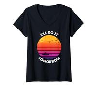 Femme Je Le Ferai Demain T-Shirt avec Col en V
