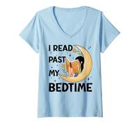Femme Je lis après l'heure du coucher - Book Lovers Reader Reading Bookworm T-Shirt avec Col en V