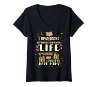 Femme Je lis des livres pour avoir beaucoup de vies - Bookish Book T-Shirt avec Col en V