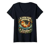 Femme Je M’en Fous Je suis Une Loutre - Humeur Loutres T-Shirt avec Col en V