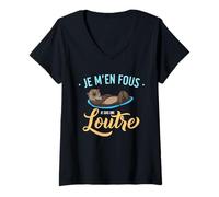 Femme Je M’en Fous Je suis Une Loutre - Humeur Loutres T-Shirt avec Col en V
