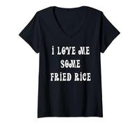Femme Je m'aime Un Peu de Riz Frit T-Shirt avec Col en V