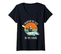 Femme Je maintiens Le Calme dans Le Chaos T-Shirt avec Col en V