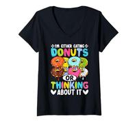 Femme Je mange des beignets ou j'y pense T-Shirt avec Col en V