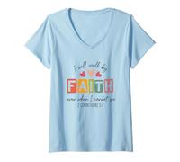 Femme Je marcherai par la Foi même si Je ne Peux Pas Voir T-Shirt avec Col en V