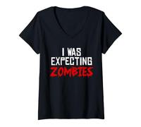 Femme Je m'attendais à des Zombies T-Shirt avec Col en V