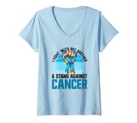 Femme Je me Bats avec Mon frère et Je Lutte Contre Le Cancer, Le Cancer du côlon T-Shirt avec Col en V