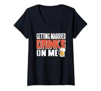 Femme Je me marie boissons sur moi amis T-Shirt avec Col en V