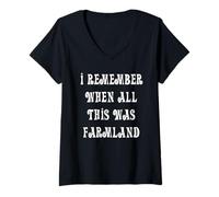 Femme Je me Souviens de l'époque où Tout Cela n'était Que des Terres agricoles T-Shirt avec Col en V
