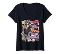 Femme Je me suis demandé si j'allais Bien et Nous Avons Tous Les Deux commencé à Rire bizarrement T-Shirt avec Col en V