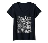 Femme Je me suis demandé si j'allais Bien et Nous Avons Tous Les Deux commencé à Rire bizarrement T-Shirt avec Col en V