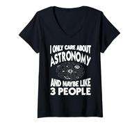 Femme Je M'en Fous de Tout Sauf Astronomie et 3 Gens T-Shirt avec Col en V