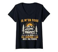 Femme Je m'en Fous Je me Barre en Camping Car - Humour Camping Car T-Shirt avec Col en V