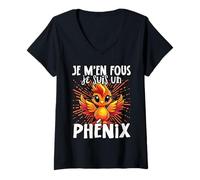 Femme Je M'en Fous Je Suis Phenix - Sweet Phoenix T-Shirt avec Col en V