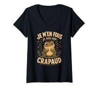 Femme Je M'en Fous Je suis Un Crapaud - Crapaud Mignon T-Shirt avec Col en V