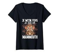 Femme Je M'en Fous Je suis Un Mammouth T-Shirt avec Col en V