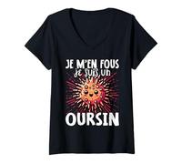 Femme Je M'en Fous Je Suis Un Oursin - Oursin Mignon T-Shirt avec Col en V