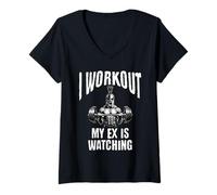 Femme Je m'entraîne parce que mon ex regarde T-Shirt avec Col en V