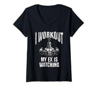 Femme Je m'entraîne parce que mon ex regarde T-Shirt avec Col en V