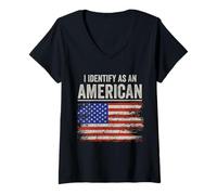 Femme Je m'identifie comme Un Drapeau américain T-Shirt avec Col en V
