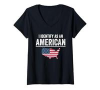 Femme Je m'identifie comme Un Drapeau américain T-Shirt avec Col en V