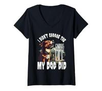 Femme Je n'ai pas choisi la vie de camping, mon chien a fait des vacances pour chiens T-Shirt avec Col en V