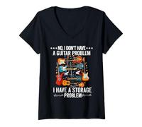 Femme Je n'ai Pas de problème de Guitare J'Ai Un Guitariste de Stockage T-Shirt avec Col en V