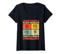 Femme Je n'ai Pas de problème de Plante J'Ai Un problème d'espace Rétro T-Shirt avec Col en V