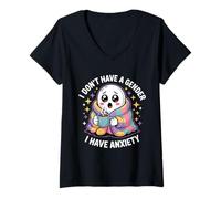 Femme Je n'ai Pas De Sexe, J'Ai De L'anxiété Non Binaire T-Shirt avec Col en V