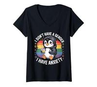 Femme Je n'ai Pas De Sexe, J'Ai De L'anxiété Non Binaire T-Shirt avec Col en V