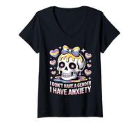 Femme Je n'ai Pas De Sexe, J'Ai De L'anxiété Non Binaire T-Shirt avec Col en V