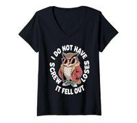 Femme Je n'ai Pas de vis en Moins, Elle est tombée Cool Owl Lover T-Shirt avec Col en V