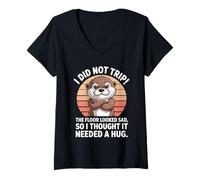 Femme Je n'ai pas trébuché, le sol avait l'air triste, je pensais que j'avais besoin d'un câlin T-Shirt avec Col en V