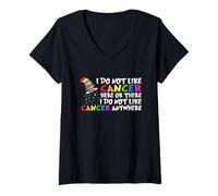 Femme Je n'aime Pas Le Cancer Ici ou ailleurs T-Shirt avec Col en V