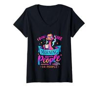 Femme Je n'aime Pas Les Gens du Matin ou Les Gens T-Shirt avec Col en V