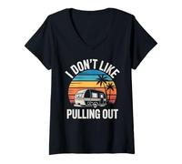 Femme Je n'aime Pas Sortir Une remorque de Camping-Car T-Shirt avec Col en V