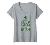 Femme Je n'arrive Pas à Garder Mon Calme, Je suis Irlandaise T-Shirt avec Col en V