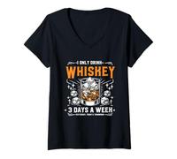 Femme Je ne Bois du Whisky Que 3 Jours par Semaine Hier, Aujourd'hui, Demain T-Shirt avec Col en V