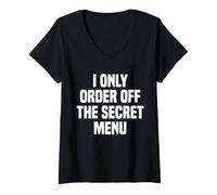 Femme Je ne Commande Que Le Menu Secret T-Shirt avec Col en V