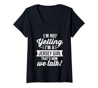 Femme Je ne crie Pas I'm A Jersey Girl Vintage Humor Dark T-Shirt avec Col en V