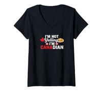Femme Je ne crie Pas, Je suis Canadian Funny Canada Poutine Maple T-Shirt avec Col en V