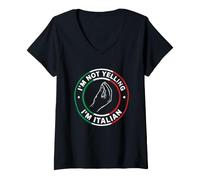 Femme Je ne crie Pas, Je suis Italien T-Shirt avec Col en V