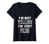 Femme Je ne crie Pas, Je suis Juste polonais T-Shirt avec Col en V