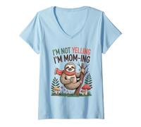 Femme Je ne crie Pas, Je suis Maman, paresseuse, Amateur de café, Maman drôle T-Shirt avec Col en V