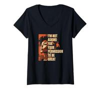 Femme Je ne Demande Pas la Permission d'être Une Grande Histoire Noire. T-Shirt avec Col en V