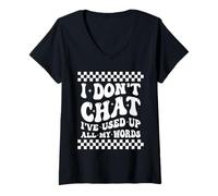 Femme Je ne discute Pas, J'Ai épuisé Tous Mes Mots, Adage Amusant T-Shirt avec Col en V