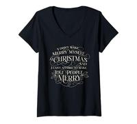 Femme Je ne Fais Pas Joyeux à Noël, Citation de Scrooge T-Shirt avec Col en V